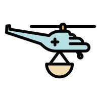 Sky rescue helicopter icon color outline vector