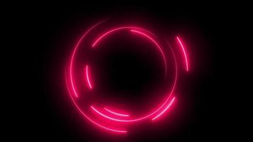 Pink circle neon frame animation on black background video