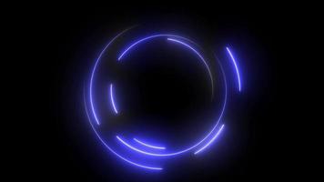 Blue circle neon frame animation on black background video
