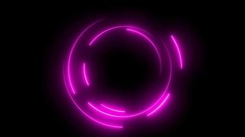 animação de moldura de néon circular em fundo preto video