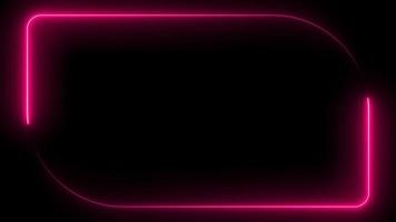 roze neon kader grens achtergrond met gloeiend lijnen - video animatie