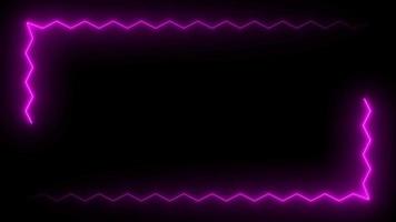 Purple neon frame border background with glowing lines - video animation