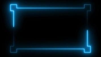 Blue neon frame border background with glowing lines - video animation