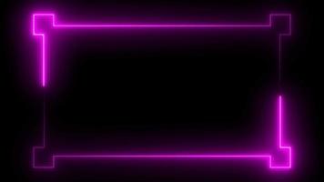 Purple neon frame border background with glowing lines - video animation