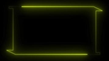 Yellow neon frame border background with glowing lines - video animation