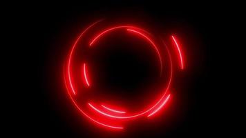 Red circle neon frame animation on black background video