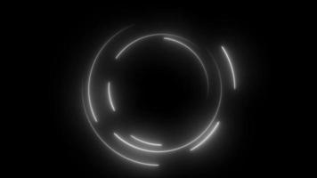 White circle neon frame animation on black background video