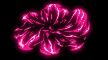 Pink comic flaming fire effects transitions on black background. Cartoon animation video