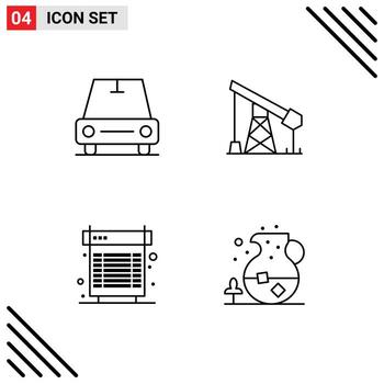 4 User Interface Line Pack of modern Signs and Symbols of car fan construction gass system Editable Vector Design Elements