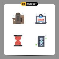 Set of 4 Commercial Flat Icons pack for agriculture watch silo login graphic card Editable Vector Design Elements