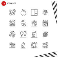 16 Universal Outline Signs Symbols of location oil layout energy eco Editable Vector Design Elements