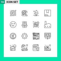 Universal Icon Symbols Group of 16 Modern Outlines of shipment package bell commerce deliver Editable Vector Design Elements