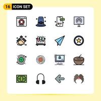 Set of 16 Modern UI Icons Symbols Signs for signal office thanksgiving desktop smartphone Editable Creative Vector Design Elements