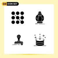 4 Universal Solid Glyphs Set for Web and Mobile Applications lock clone consumption lower logo Editable Vector Design Elements