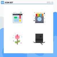 Editable Vector Line Pack of 4 Simple Flat Icons of bookmark easter box drawing plant Editable Vector Design Elements