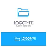 Folder Open Data Storage Blue Outline Logo Place for Tagline vector