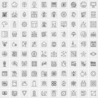 Pack of 100 Universal Line Icons for Mobile and Web vector