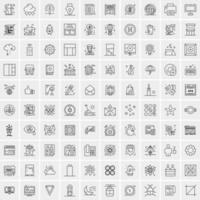 paquete de 100 iconos de líneas universales para móviles y web vector