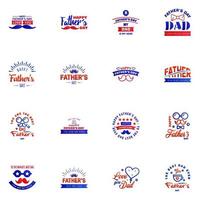 Happy Fathers Day Greeting Card 16 Blue and red Happy fathers day card vintage retro type font Editable Vector Design Elements