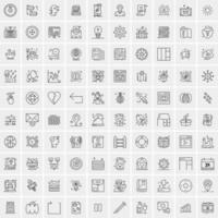 paquete de 100 iconos de líneas universales para móviles y web vector