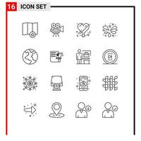 Universal Icon Symbols Group of 16 Modern Outlines of chess planet gender earth park Editable Vector Design Elements