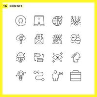 Universal Icon Symbols Group of 16 Modern Outlines of find computing arrow cloud decoration Editable Vector Design Elements