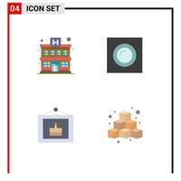 User Interface Pack of 4 Basic Flat Icons of apartment party interior recessed cubes Editable Vector Design Elements