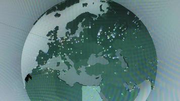 mapa mundial con diferentes objetivos para ataques cibernéticos. concepto de piratería y tecnología. fotografía macro en los píxeles del monitor
