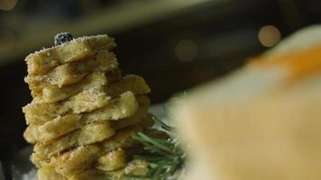 The process before after of making french toast christmas tree holiday atmosphere. video