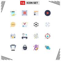 Set of 16 Modern UI Icons Symbols Signs for chat play web arrow video Editable Pack of Creative Vector Design Elements