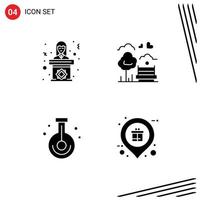 Group of 4 Solid Glyphs Signs and Symbols for politician outdoor woman tree chemistry Editable Vector Design Elements