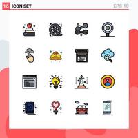Universal Icon Symbols Group of 16 Modern Flat Color Filled Lines of hand finger dumbbell target business Editable Creative Vector Design Elements
