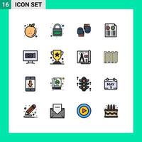 Set of 16 Modern UI Icons Symbols Signs for minus music link document gloves Editable Creative Vector Design Elements