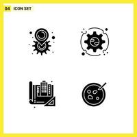 Pack of 4 creative Solid Glyphs of gear blue setting setup construction Editable Vector Design Elements