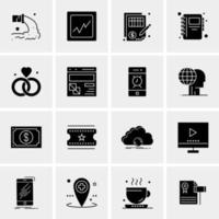 16 iconos de negocios universales vector ilustración de icono creativo para usar en proyectos relacionados con la web y dispositivos móviles