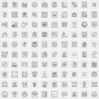Pack of 100 Universal Line Icons for Mobile and Web vector