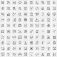 paquete de 100 iconos de líneas universales para móviles y web vector