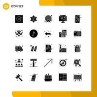 Pictogram Set of 25 Simple Solid Glyphs of app internet arrow computer route Editable Vector Design Elements