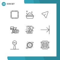 Group of 9 Outlines Signs and Symbols for end location pin console online cab booking play Editable Vector Design Elements