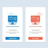 Computer Box Internet Monitor  Blue and Red Download and Buy Now web Widget Card Template vector