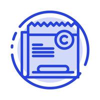 copiar restricción de derechos de autor archivo derecho línea punteada azul icono de línea vector