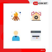 4 Flat Icon concept for Websites Mobile and Apps bonfire card estate human marketing Editable Vector Design Elements