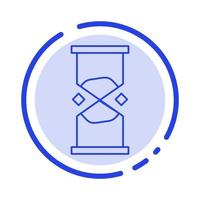 Hourglass Time Timer Watch Sand Blue Dotted Line Line Icon vector