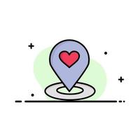 Location Map Location Finder Pin Heart Business Logo Template Flat Color vector