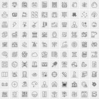 paquete de 100 iconos de líneas universales para móviles y web vector