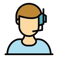 Man headset icon color outline vector