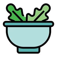 Bowl bio arugula icon color outline vector