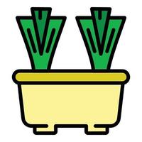 Pot chives icon color outline vector