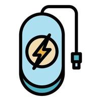 vector de contorno de color de icono de banco de energía de carga inalámbrica