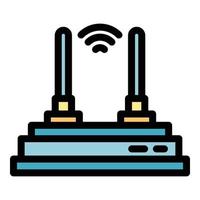 Router icon color outline vector